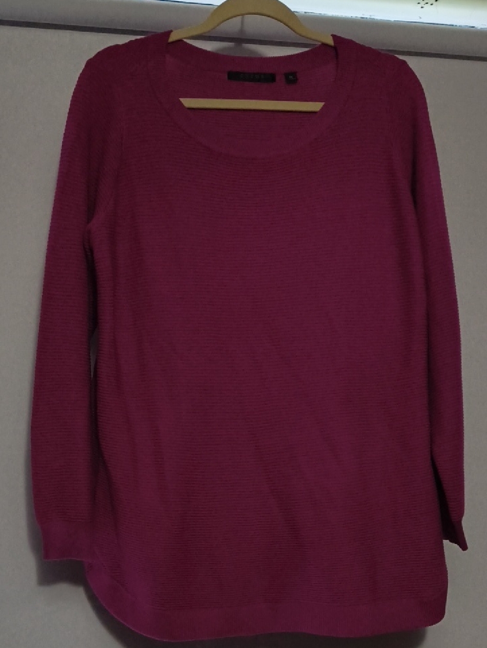 Cyrus Fuchsia Pink Ribbed Crewneck Sweater